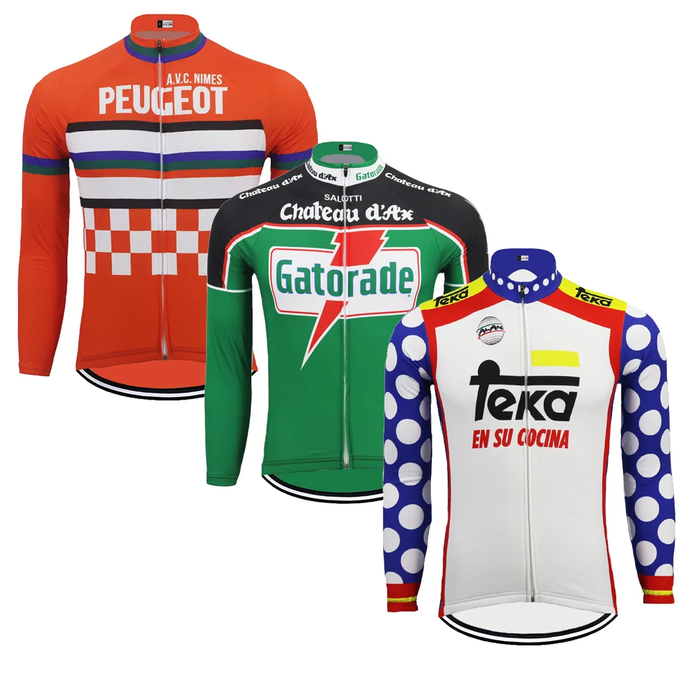 

Retro long sleeve man cycling jersey Winter Fleece or no Fleece cycling clothing wear bike mtb jersey Triathlon to pro Ciclismo