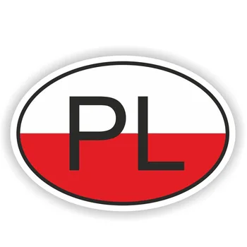 

15.5CM*10.5CM PL POLAND COUNTRY CODE Car Sticker Oval Decal Car Styling 6-1501