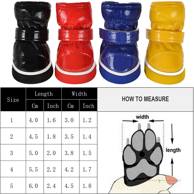 Autumn Winter Dog Shoes Size Chart