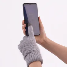 Новые Зимние перчатки для девочек и мальчиков, перчатки для сенсорного экрана телефона, вязаные теплые зимние перчатки для девочек, однотонные детские перчатки, варежки