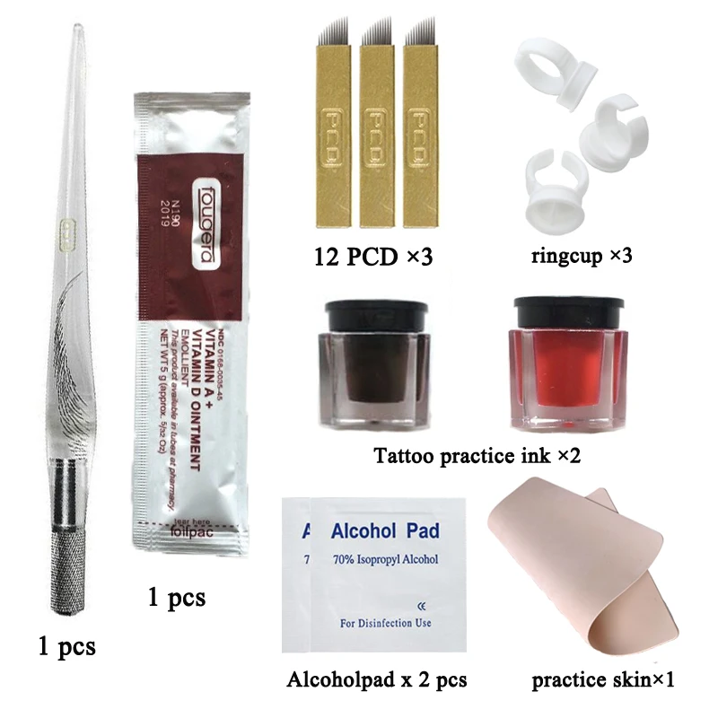 

Microblading Tattoo Kit 3D Microblading Kit Eyebrow Brow Embroidery Practice Ink Eyebrow Lip Tattoo Practice Microblading Pen