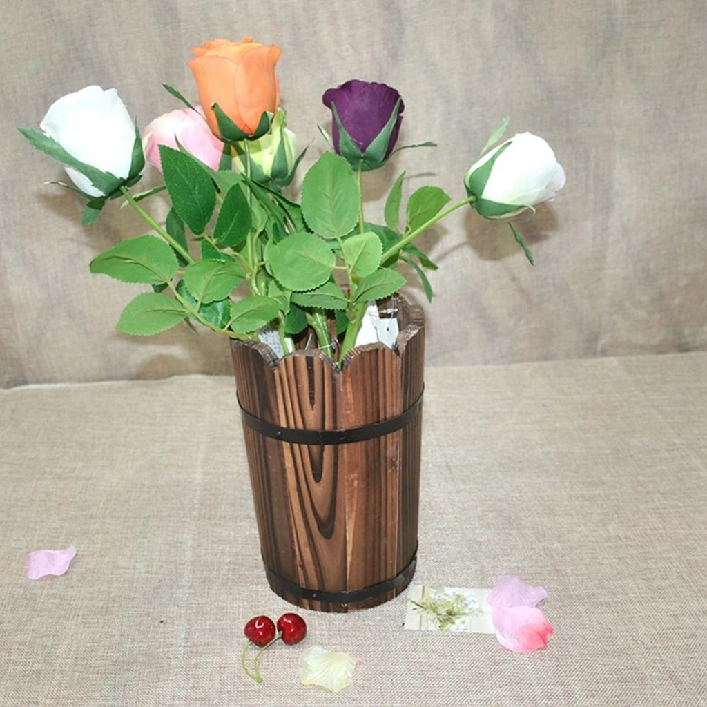 Vintage Wood Planter Box Garden Yard Flower Succulent Container Plant Pot For Office Hopping Mart Hotel Bar Balcony Home Garden 