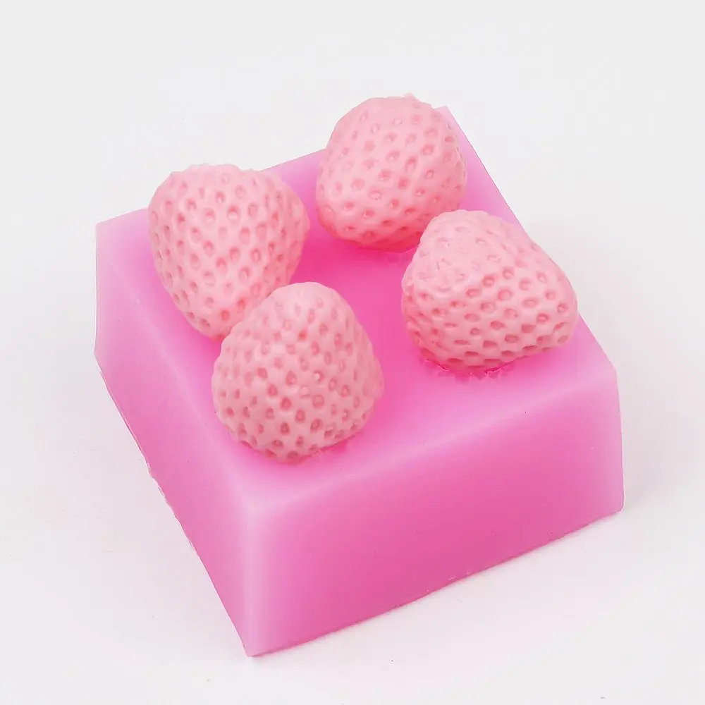 4 hole Strawberry Soap Molds Chocolate Mould Fruit Silicone Molds