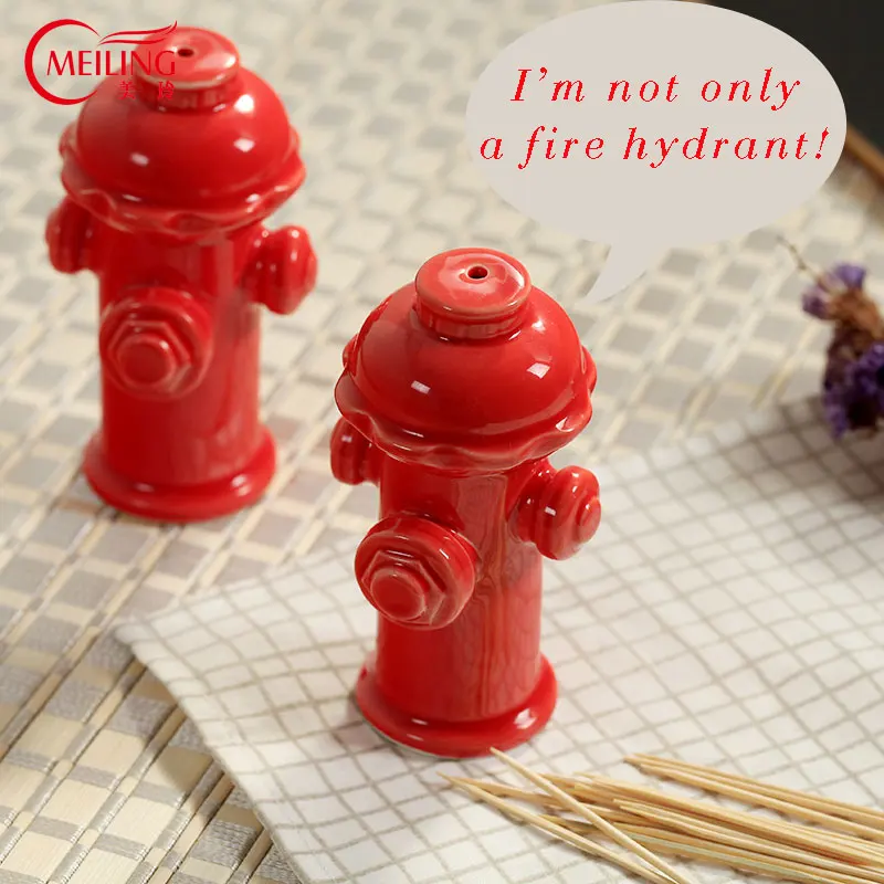 Ceramic Handmade Red Fire Hydrant Dispenser For Toothpicks Funny Gift Ideas Kitchen Restaurant Dining Table Decor Storage Holder