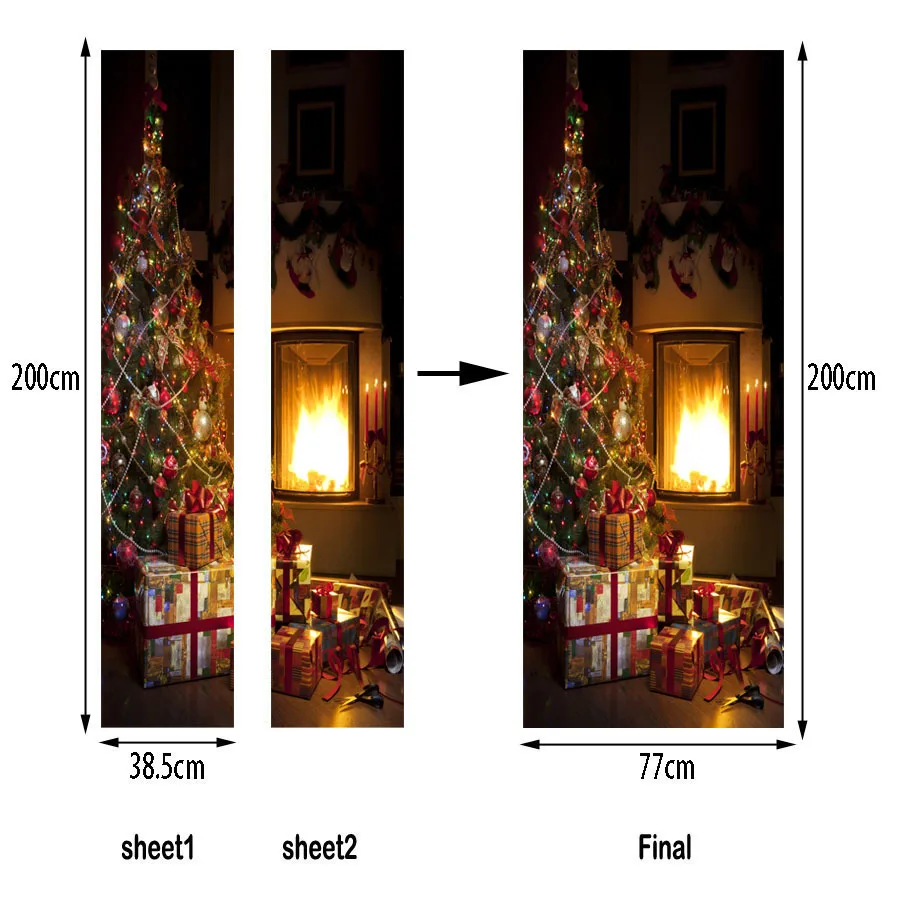 Рождественская декоративная дверная наклейка с изображением Санта-Клауса, ворот для гостиной, водонепроницаемый самоклеящийся 3D стикер для двери