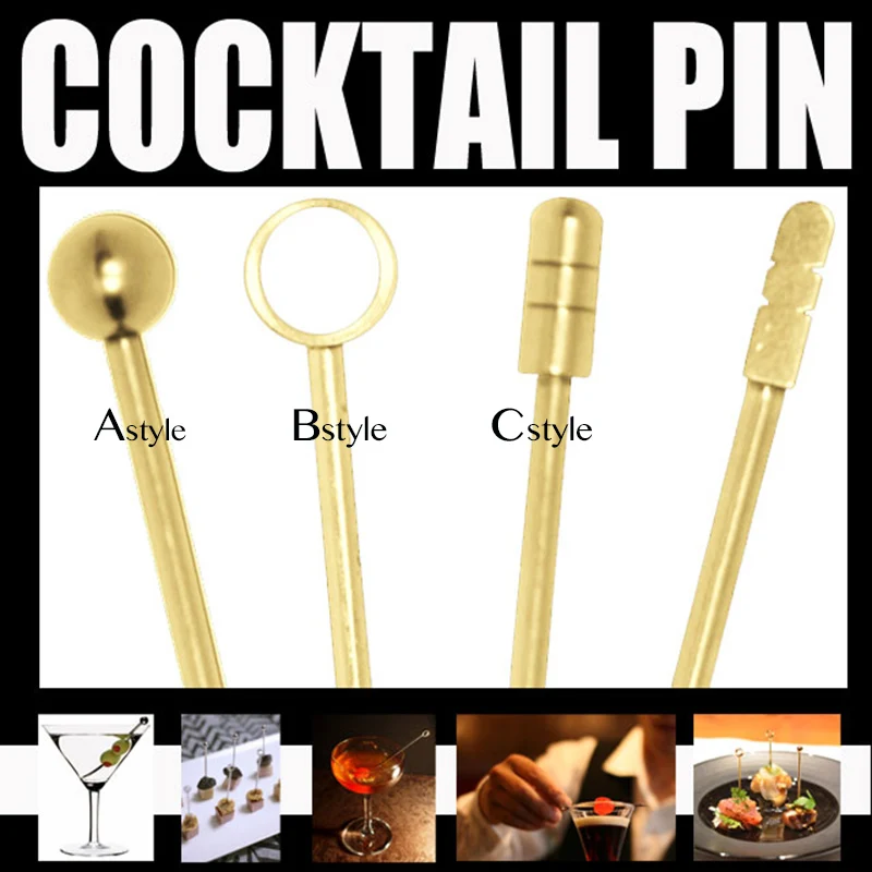 Gold Plating Stainless Steel Cocktail Pick Cocktail Stick Set of 6in