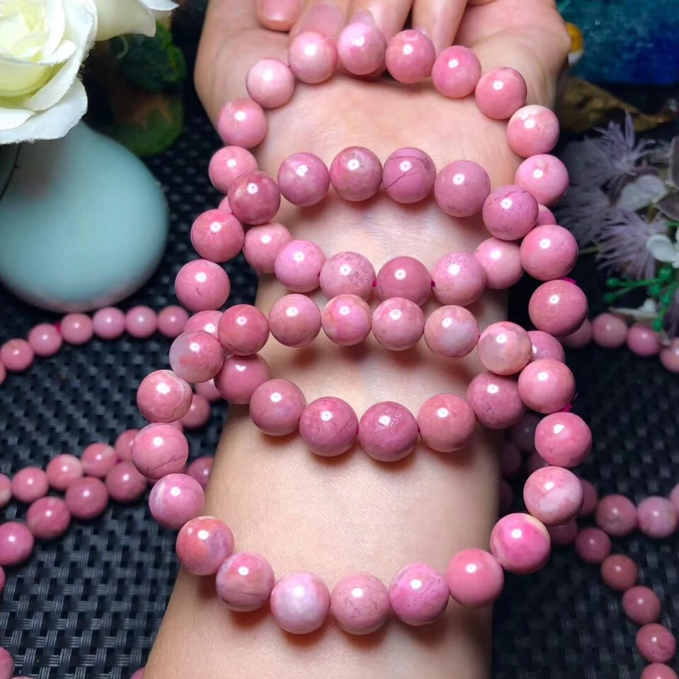 

Genuine Natural Red Rose Rhodonite Gemstone Pink Crystal 11mm Round Beads Stretch Bracelet For Women Men Fashion Gift AAAAA