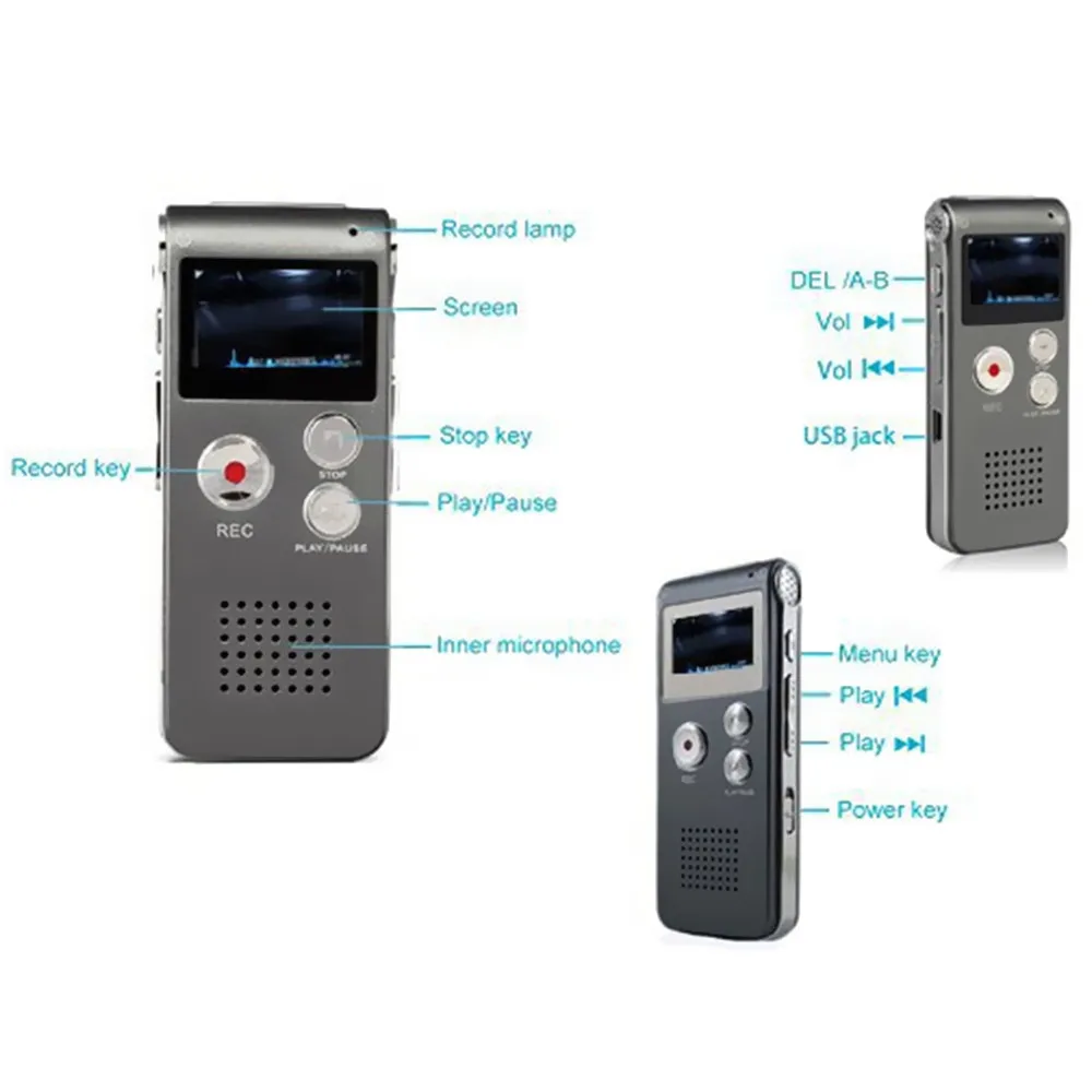 New Arrival 8GB Mini USB Voice Recorder Flash Digital Audio Voice Recorder 650Hr Dictaphone 3D Stereo MP3 Player