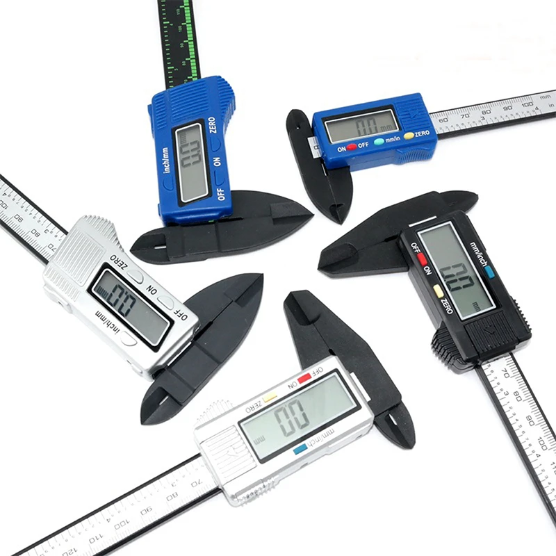 Free Six styles 150mm 100mm 6inch LCD carbon fiber Digital caliper