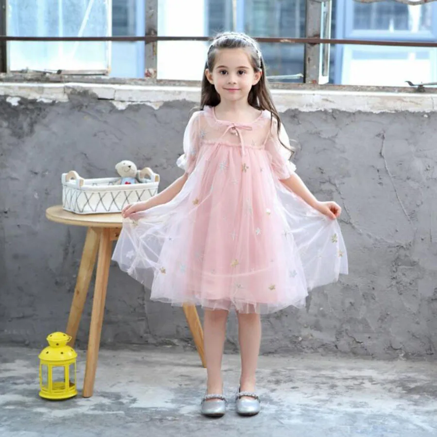 Girls Princess Stars Twinkled Dress 2018 Summer Children New Tulle Lined TUTU (6)