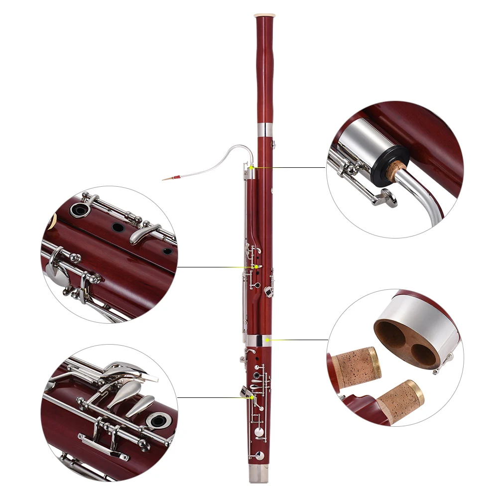 Ammoon C Key Bassoon клен корпус мельхиор ключи с серебристым напылением духовой инструмент с тростниковыми перчатками чехол для переноски