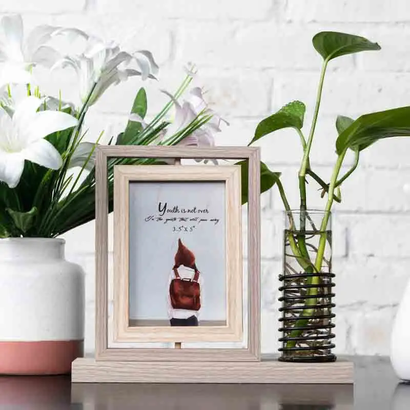 

Creative Three-Dimensional Rotating Photo Frame Set 5 Inch 6 Inch Ins Nordic Folding Picture Frame Hydroponic Plant Decoration