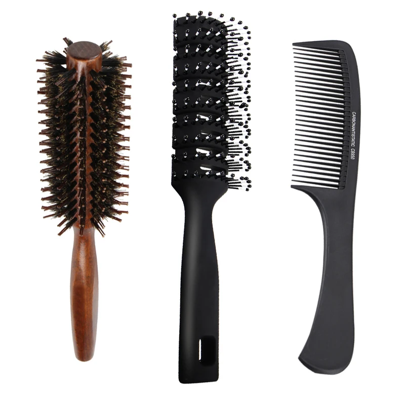 3pcs/set Hair Combs Kits Salon Barber Comb Brushes Resin Wooden Anti