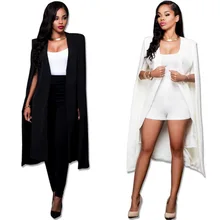 Для женщин модная накидка Кардиган Блейзер Плюс Размеры свободные длинные куртка-плащ Тренч верхняя одежда Пиджаки для женщин черный и белый