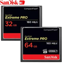 Карта памяти SanDisk CF Extreme Pro 16 ГБ 32 64 128 256 CompactFlash 1067X160 МБ/s для богатых 4 к и Full HD видео SDCFXPS