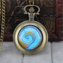 2016 New World of Warcraft Hearthstone Pocket Watch Necklace Glass Cabochon 25 mm Women Men Jewelry