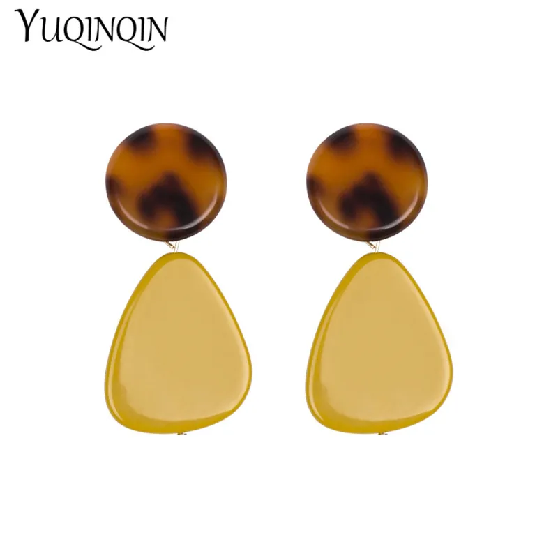 

Vintage Long Acrylic Acetic Resin Earrings for Women Big Round Geometric Dangle Drop Earings for Girls Fashion Jewelry Brincos