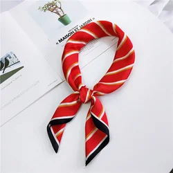 Women Elegant Silk Scarf Women Girls Stripe Printed Neckerchief Hair Tie Band Neckwear Vintage Soft Fashion Accessories Female Women Elegant Silk Scarf Women Girls Stripe Printed Neckerchief Hair Tie Band Neckwear Vintage Soft Fashion Accessories Female