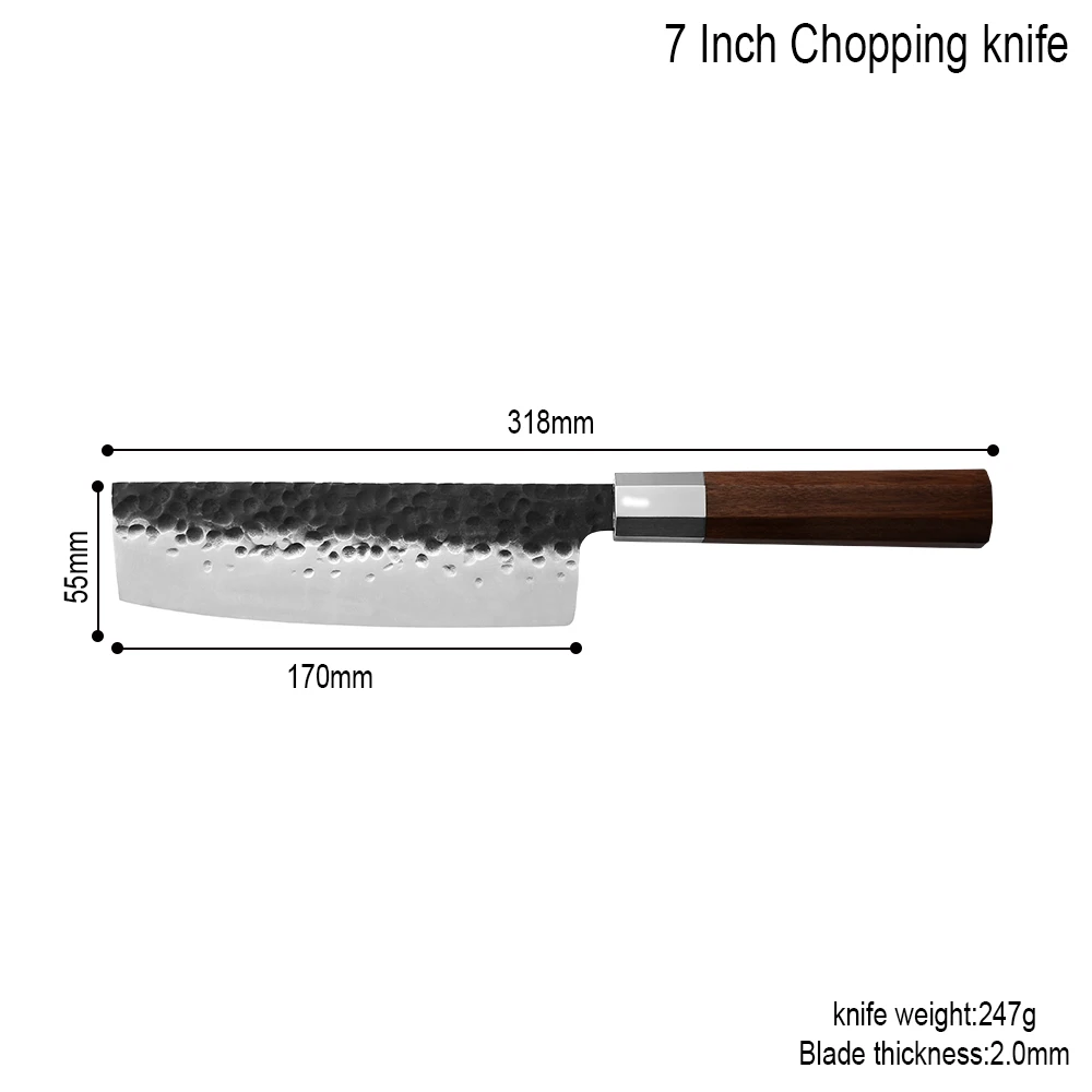 Кухонные ножи Sowoll из нержавеющей стали, молоток, кованые, ручной работы, нож шеф-повара/шинковки/сантоку, Кливер, слайсер, кухонные инструменты для приготовления пищи - Цвет: 7 inch chopping knif