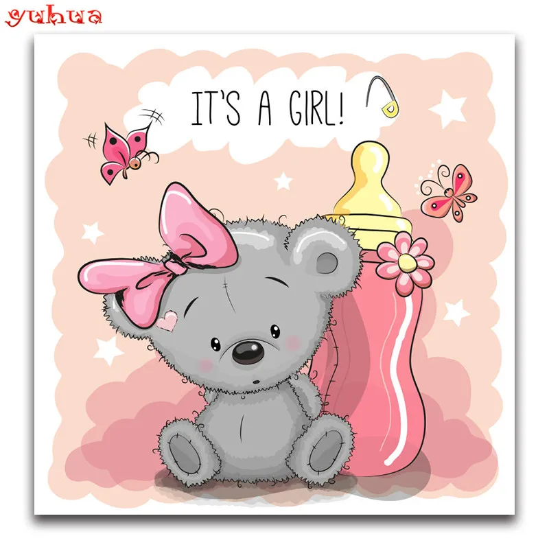 5D DIY Diamond painting Cross stitch Cartoon Teddy bear Full Round Diamond embroidery Animal Full Square Diamond mosaic colorful_