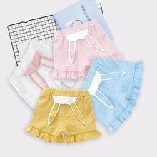 Повседневные Шорты для девочек; летние однотонные хлопковые детские шорты с рисунком; детская одежда