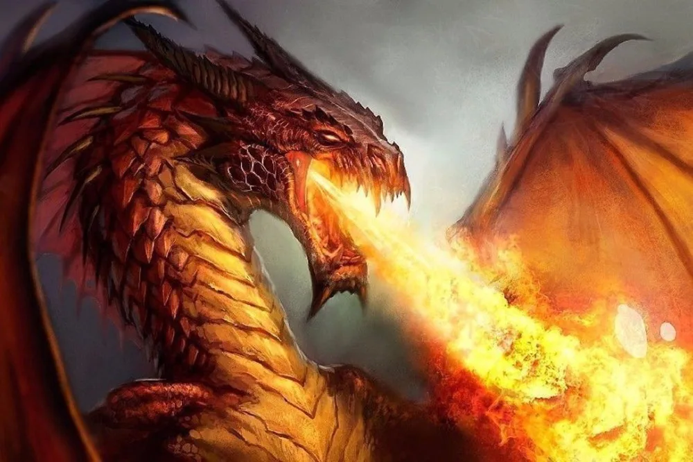 7531 Fire Spitting Dragon Fantasy Animalswall Sticker Art Poster For