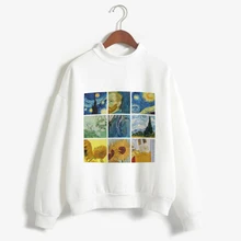 K Pop, толстовка с длинным рукавом, модная женская одежда, Ван Гог, Рисунок маслом, Зимняя Повседневная Женская толстовка с капюшоном, пуловеры для женщин