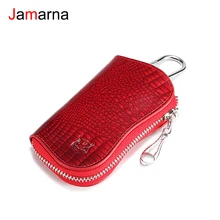 Jamarna ключница держатель для ключей из натуральной коровьей кожи с узором «крокодиловая кожа» чехол для ключей на молнии 6 брелоков фланелевая подкладка сумка для ключей от автомобиля