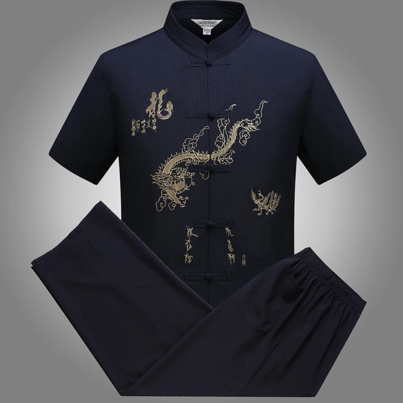 china style dragon embroidery kung fu Tang suit wholesale martial arts wushu clothing Short sleeve tai chi clothing