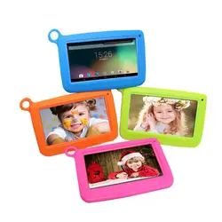 Дети Tablet PC 7 "4 ядра tablet Android 4,4 Allwinner A33 8 GB Wi-Fi Bluetooth игры исследование детей планшет подарок Siliconcase