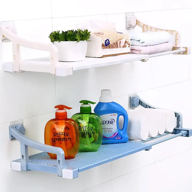 

Adjustable Closet Organizer Nail-free Suction Wall Storage Rack Cabinet Holders Kitchen Storage Rack Bathroom Organizer Shelf