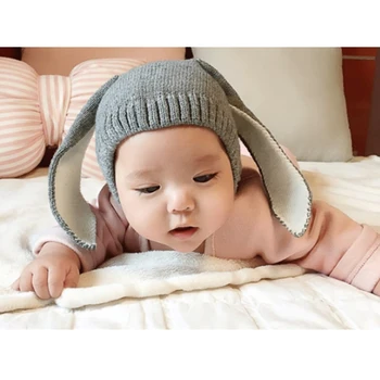 

New High Quality Newborn Baby Boy/Girls Rabbit Ear Woolen Knitted Beanie Hat Korean Version Winter Warm Thicker Hat