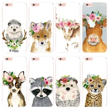 MaiYaCa cabeza de Animal con flores de vaca perro zorro 6s iphone 6plus 5 5S SE caso para iphone 7 8plus X XS X XR cubierta del teléfono