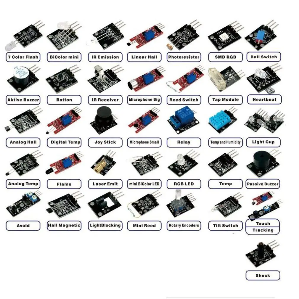 

37pcs/Set Sensors Assortment 37 In 1 Sensor Module Starter For Arduino MCU Educ