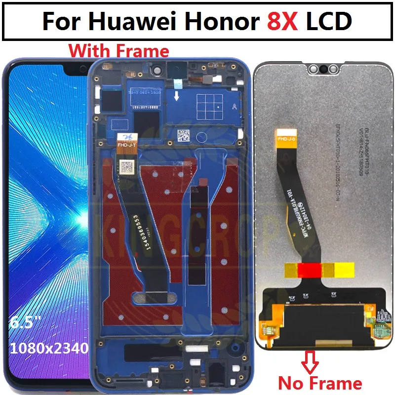 Huawei Honor 8X lcd дисплей кодирующий преобразователь сенсорного экрана в сборе huawei Honor 8X lcd с рамкой экран Запасные части Honor8X lcd
