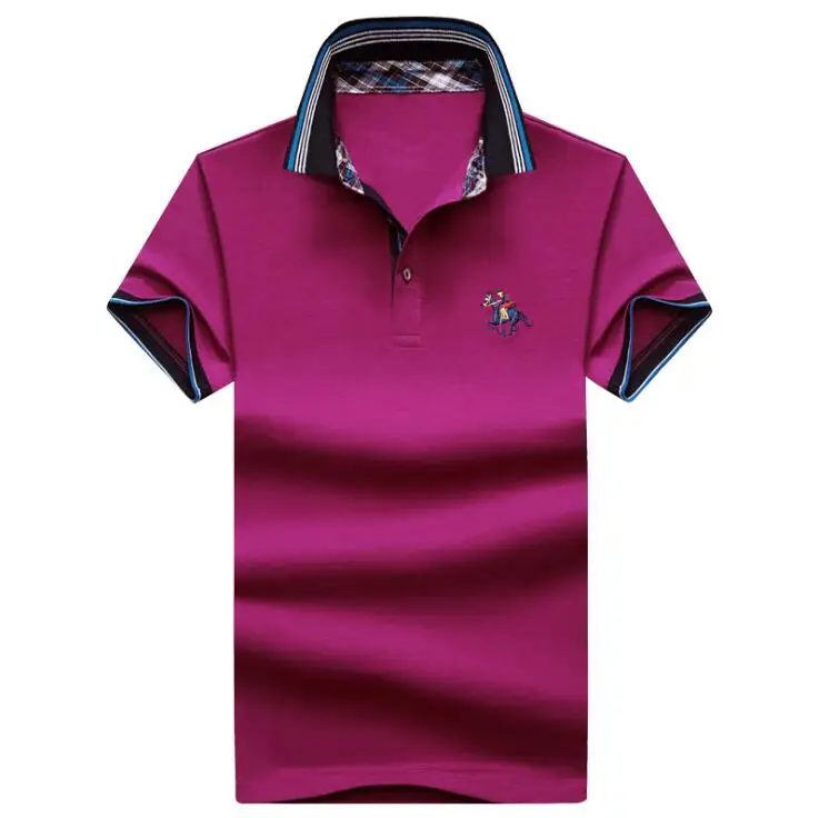 Однотонная мягкая Мужская рубашка поло с вышивкой и отворотом, с коротким рукавом, высокое качество, топы, мужские рубашки поло, рубашки поло бизнес размера плюс - Цвет: RV08