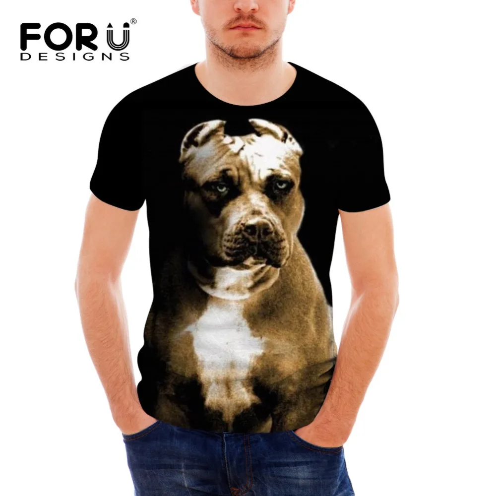 

FORUDESIGNS T Shirt Men Fashion Pit Bull Dog Prints Mens Tshirt 3D Owl Streetwear Hot T-Shirt Tee tops Male brand clothing homme