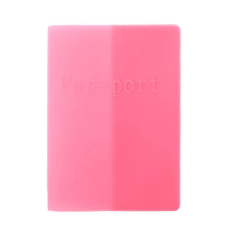 Карамельный цвет силиконовые паспорт Чехол Крышка билеты карточки держатель, аксессуары для путешествий, унисекс - Цвет: Розовый