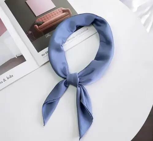 

Women Square Scarf 70*70cm Pure Color Four Season Black Chiffon Silk Scarves Office Lady Pink Headbands Bandana