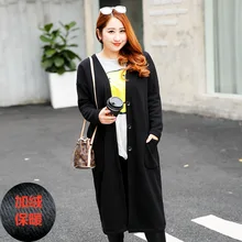 Large size women with cashmere cardigan in autumn and winter long loose long warm coat thick 295