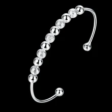 New Listing silver plated jewelry charm light sand bead bangle fashion bracelet female party jewelry BKB001 wholesale