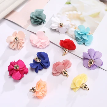 

20pc/lots Colorful Short Fabric Flowers Tassels Pendants For Diy Earrings Jewelry Making Clothes Decoration Accessories Supplies