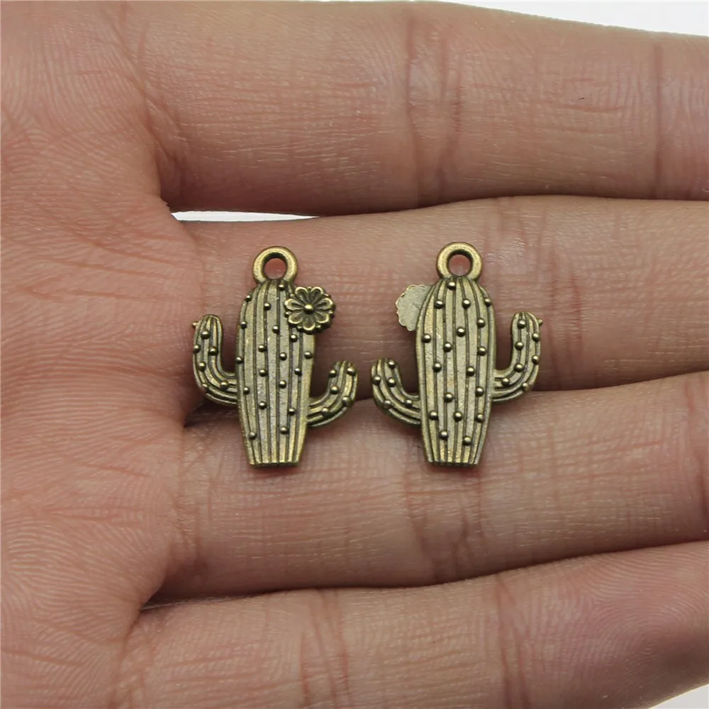 

WYSIWYG 20pcs/lot Cactus Charms For Jewelry Making 15x20mm Antique Bronze Plated Accessories