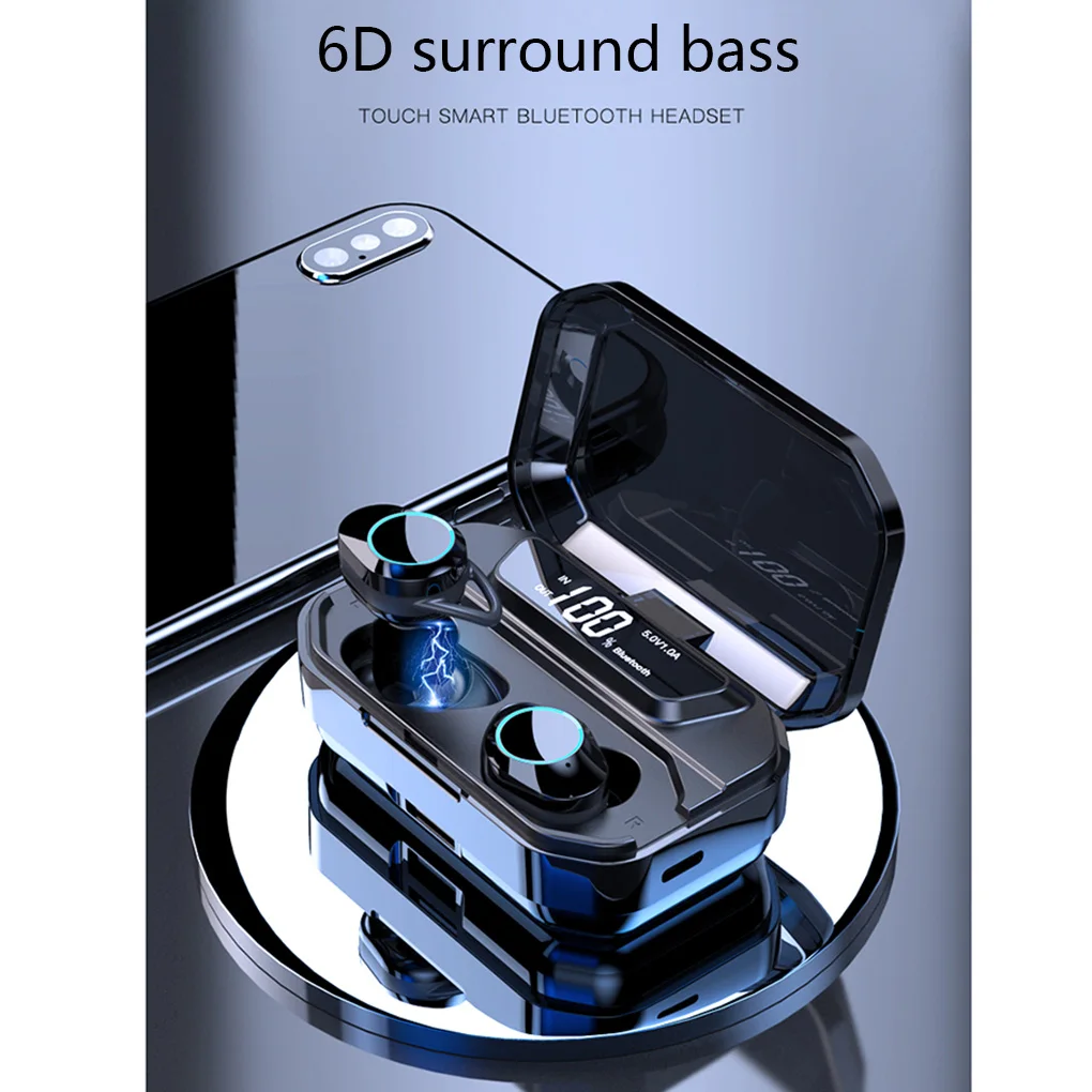 

G02 TWS 5.0 Bluetooth 6D Stereo Earphone Wireless Earphones IPX6 Waterproof Earphones 3300mAh LED Smart Power Bank Phone Holder