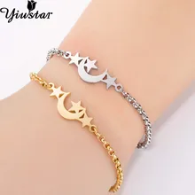 Yiustar двойной цвет Луна Звезда из нержавеющей стали браслеты крошечные несколько звезд браслет с шармом дружба девушки Простые Вечерние ювелирные изделия