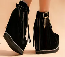 New winter boots slope with European and American fashion chain tassel boots 15CM high with thick