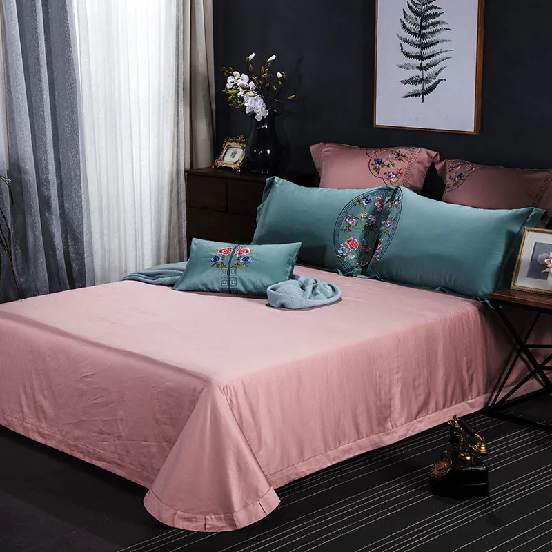 Waliicorners 60S Egypt Cotton Luxury 4/7pcs Bedding set Queen/King Size Embroidery style Bed set Duvet cover Bed linen Pillowcases 71 _45A3968