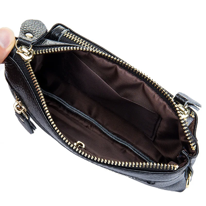 SUDS Fashion Women Genuine Leather Double Zipper Coin Purse Female High Quality Large Capacity Wallet Ladies Cow Leather Clutch