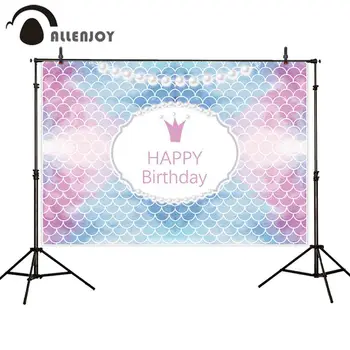 

Allenjoy background photography Fish scale pearl princess girl birthday backdrops photography custom photocall photophone