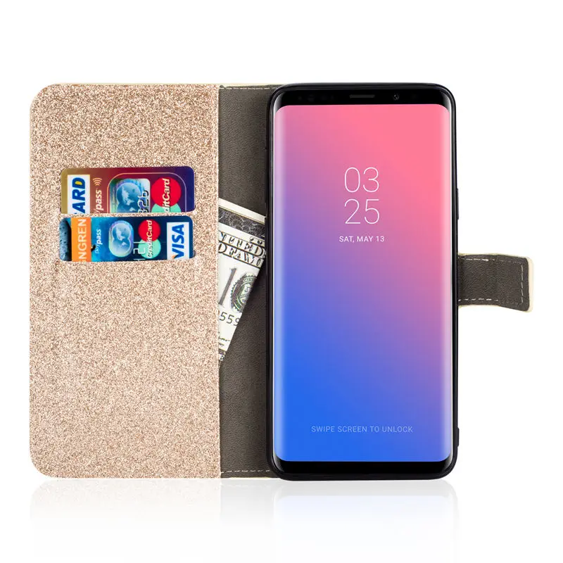 BELIAL Phone Cases for Samsung Galaxy S9 Plus Cover Glitter Wallet Leather Case for Samsung S8 S9 Plus Note 8 Case Flip Rainbow (14)